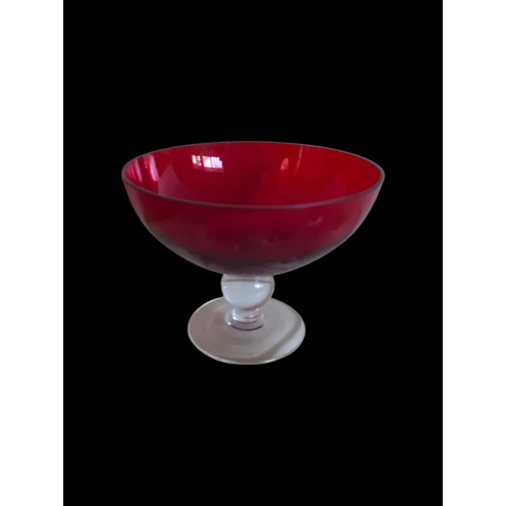 Unbranded | Accents | Vintage Ruby Red Glass Pedestal Bowl Mcm ...